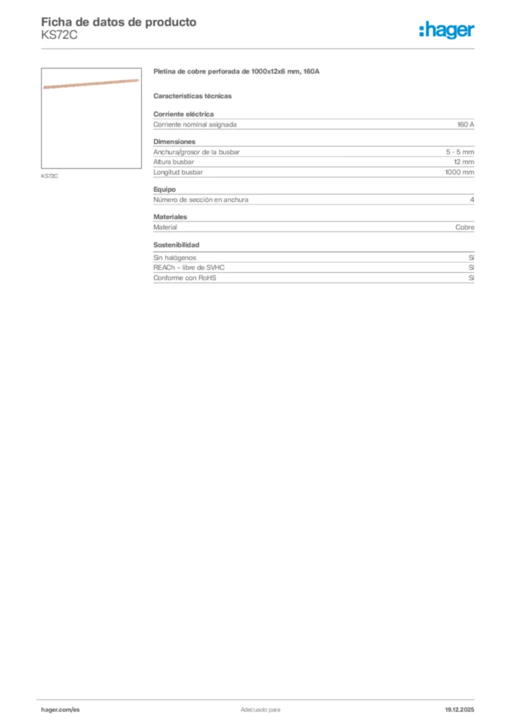 Imagen Hager Ficha de datos de producto KS72C | Hager España