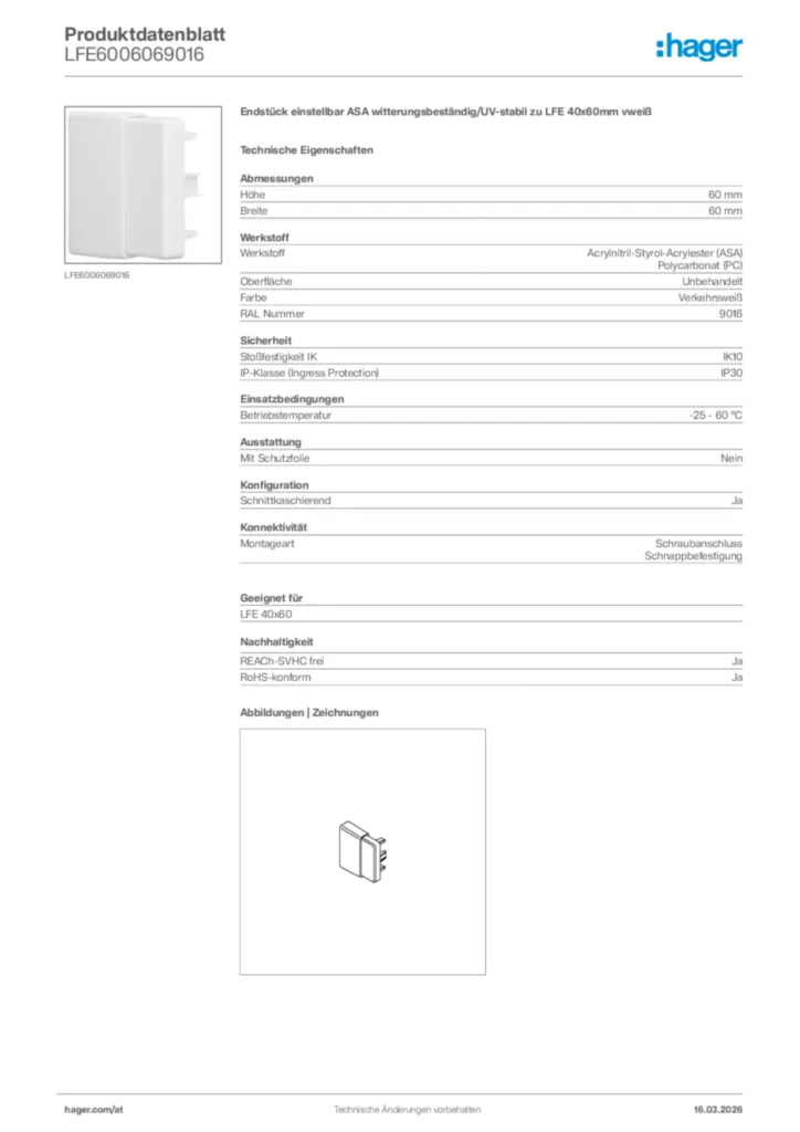 Bild Hager Produktdatenblatt LFE6006069016 | Hager Deutschland