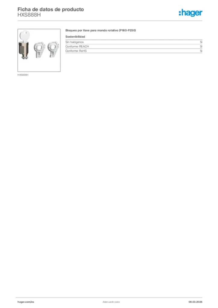 Imagen Hager Ficha de datos de producto HXS888H | Hager España