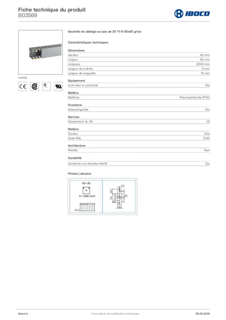Image Iboco Fiche technique du produit B02569 | Hager France