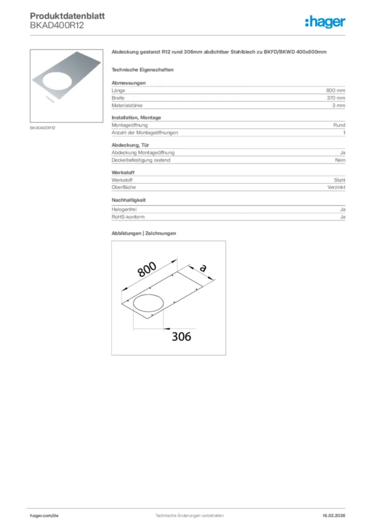Bild Hager Produktdatenblatt BKAD400R12 | Hager Deutschland