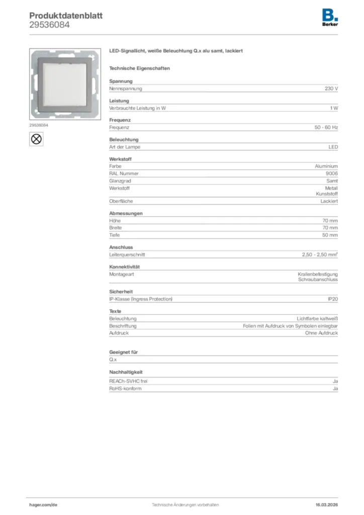 Bild Berker Produktdatenblatt 29536084 | Hager Deutschland