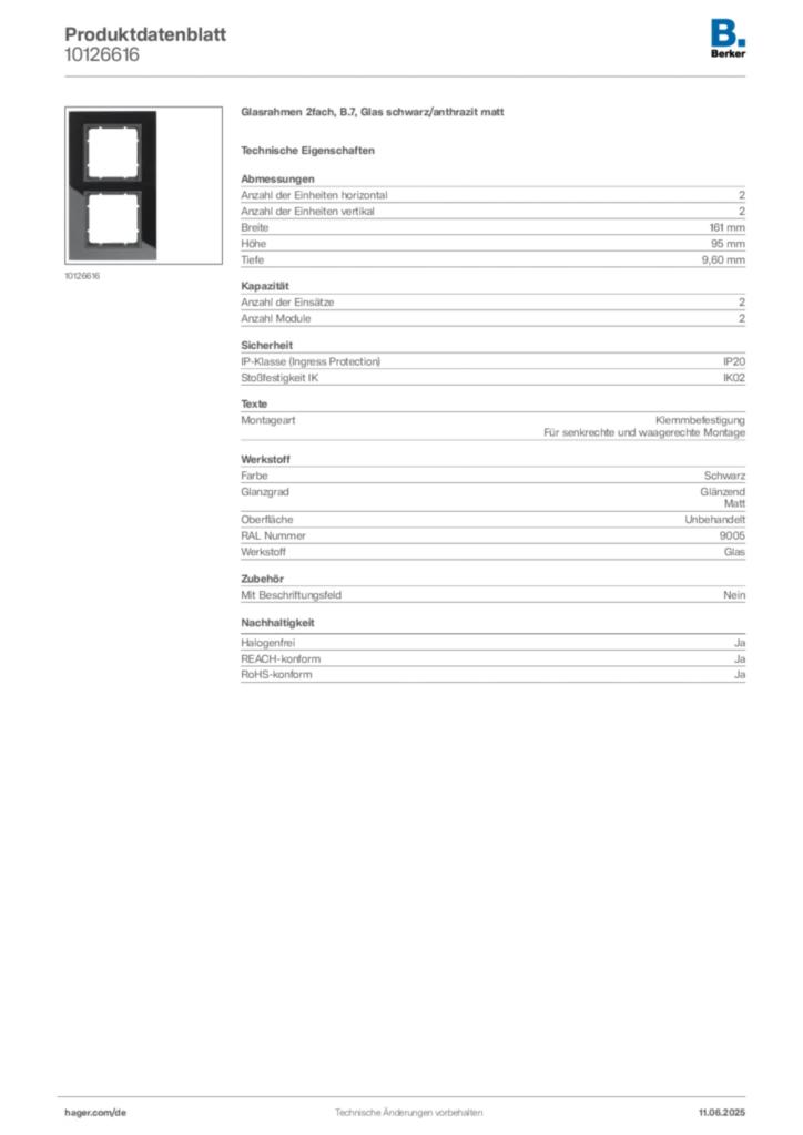 Bild Berker Produktdatenblatt 10126616 | Hager Deutschland
