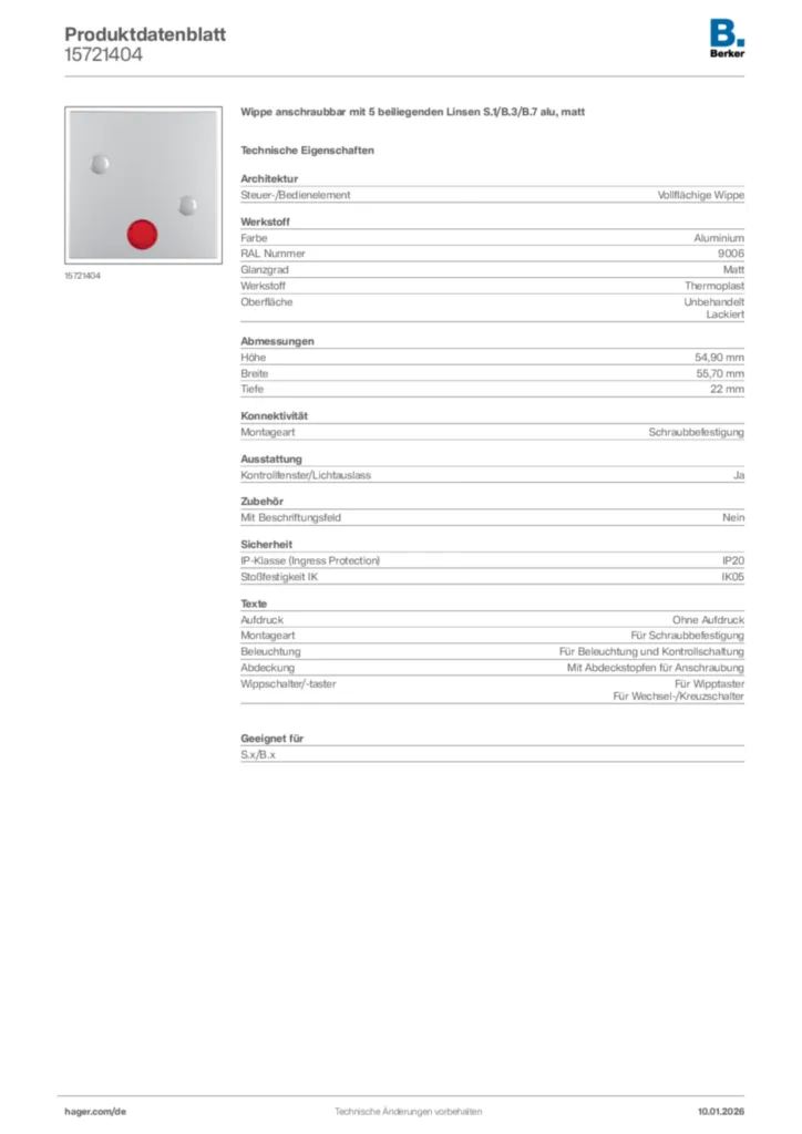 Bild Berker Produktdatenblatt 15721404 | Hager Deutschland