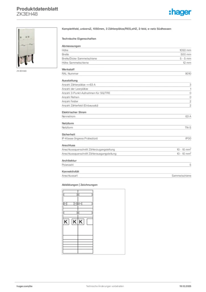 Bild Hager Produktdatenblatt ZK3EH48 | Hager Deutschland