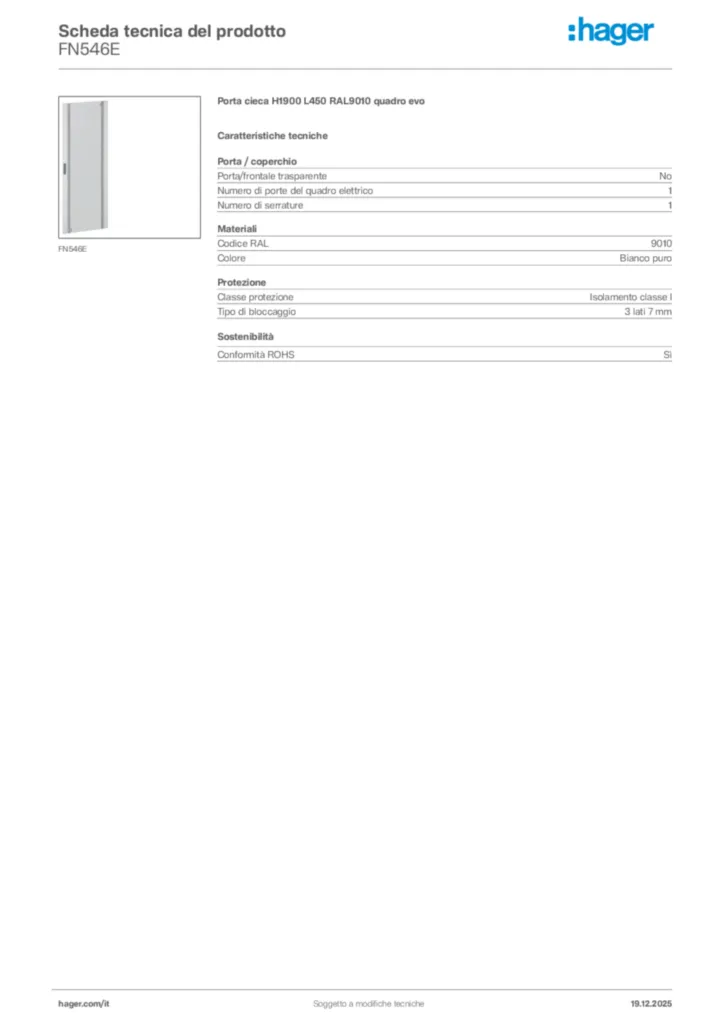 Immagine Hager Scheda tecnica del prodotto FN546E | Hager Italia