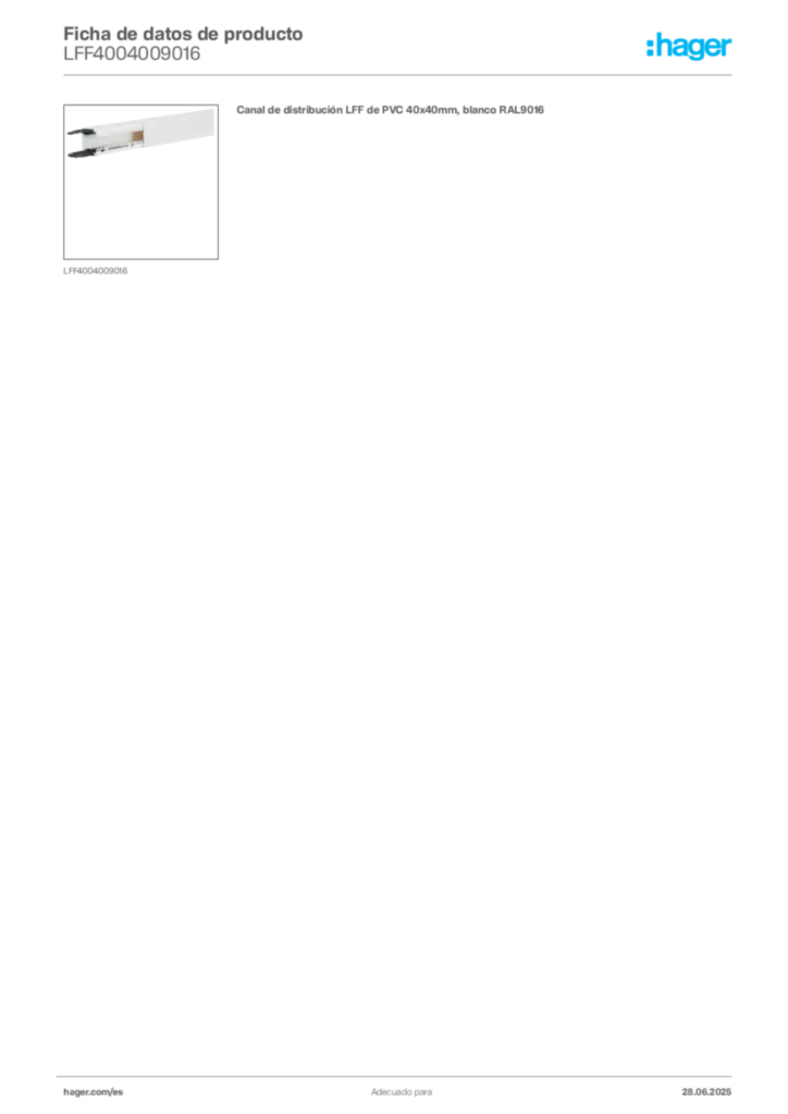 Imagen Hager Ficha de datos de producto LFF4004009016 | Hager España