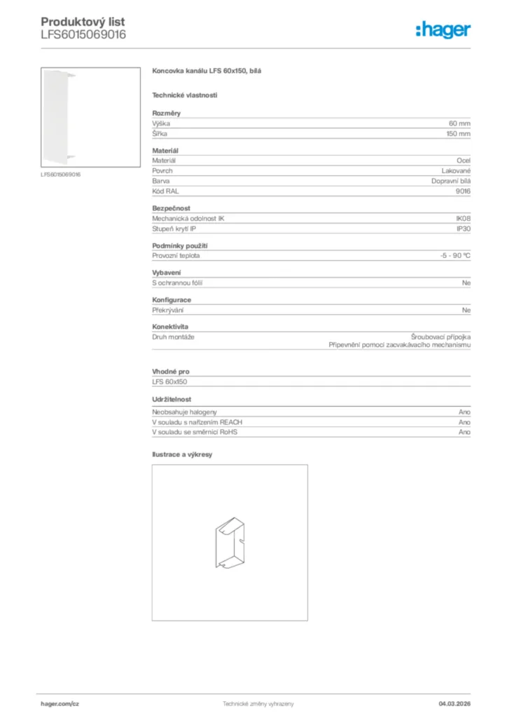 Obrázek Hager Product data sheet LFS6015069016 | Hager