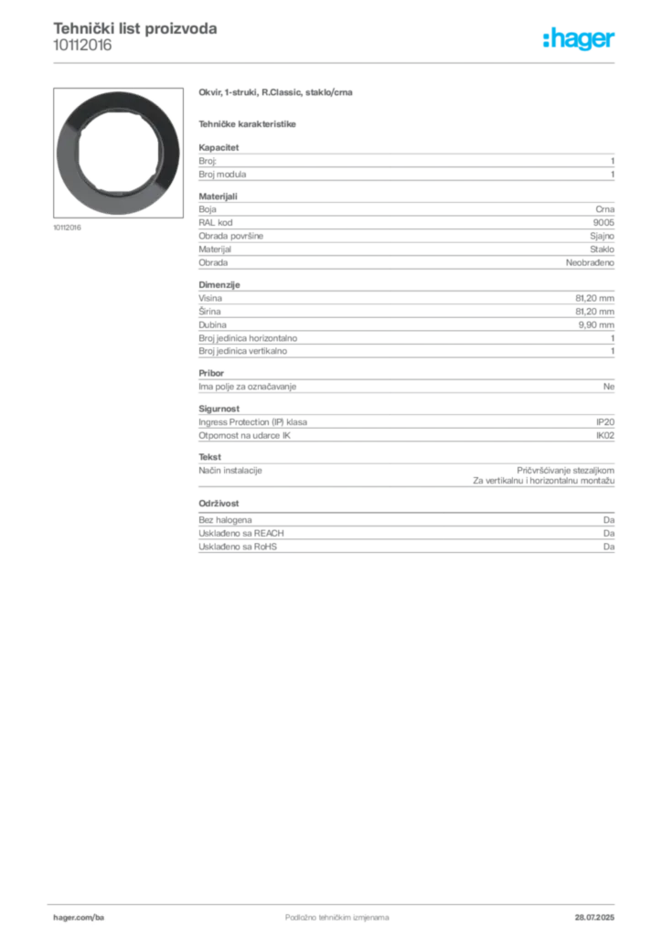 Slika Hager Product data sheet 10112016  | Hager
