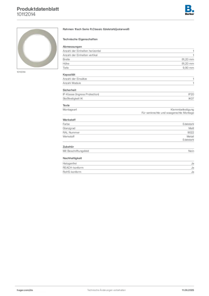 Bild Berker Produktdatenblatt 10112014 | Hager Deutschland