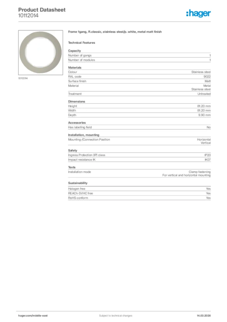 Image Hager Product data sheet 10112014  | Hager