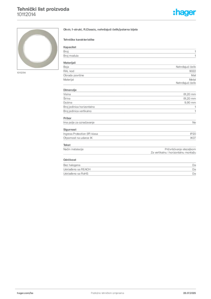 Slika Hager Product data sheet 10112014  | Hager
