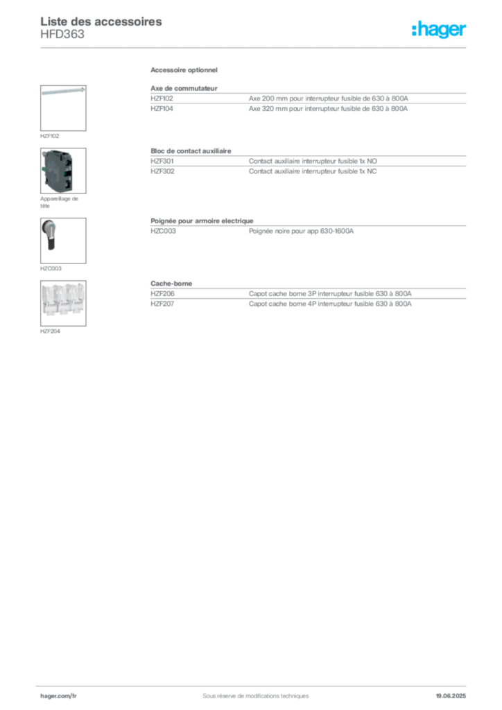 Image Hager Fiche technique du produit HFD363 | Hager France
