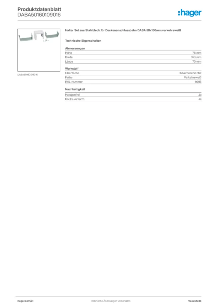 Bild Hager Produktdatenblatt DABA50160109016 | Hager Deutschland
