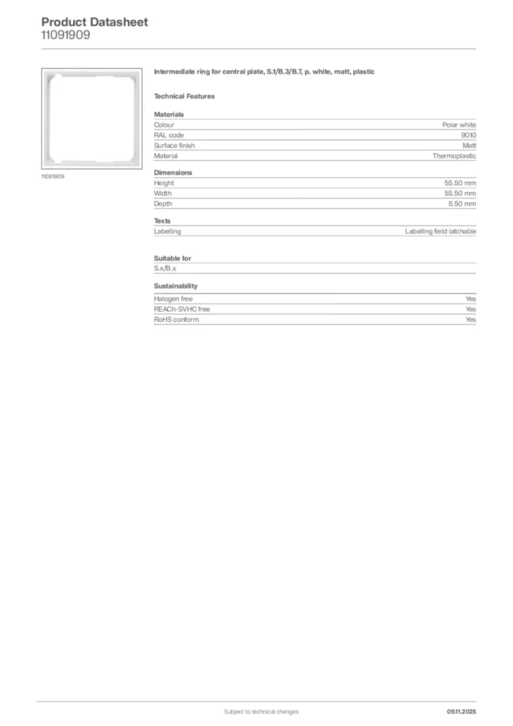 Image Hager Product data sheet 11091909  | Hager Africa
