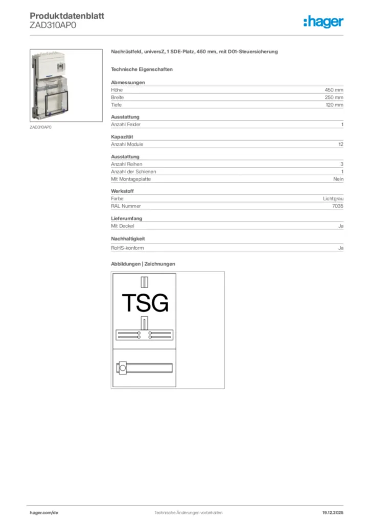 Bild Hager Produktdatenblatt ZAD310AP0 | Hager Deutschland
