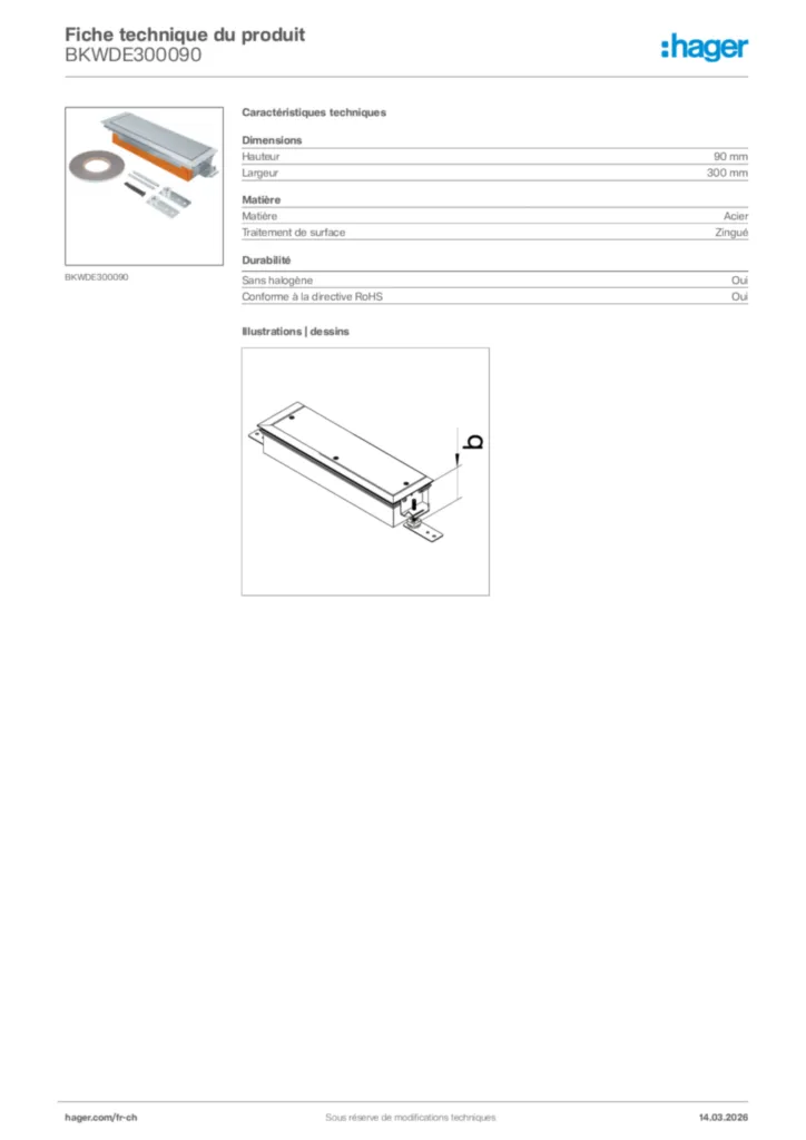 Image Hager Fiche technique du produit BKWDE300090 | Hager Suisse