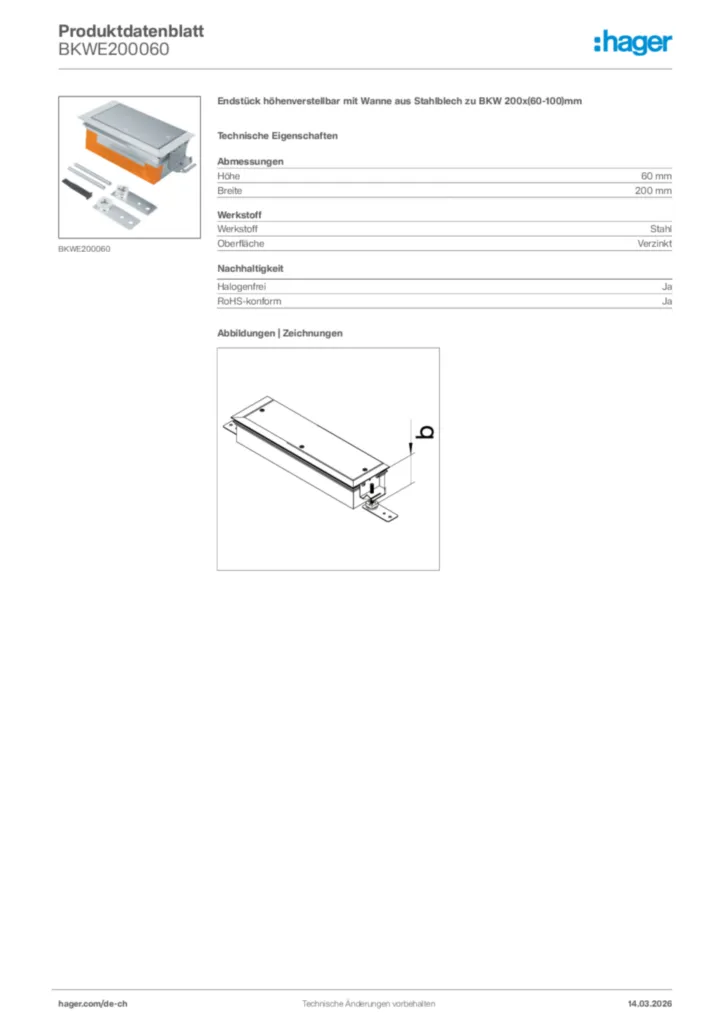 Bild Hager Produktdatenblatt BKWE200060 | Hager Schweiz
