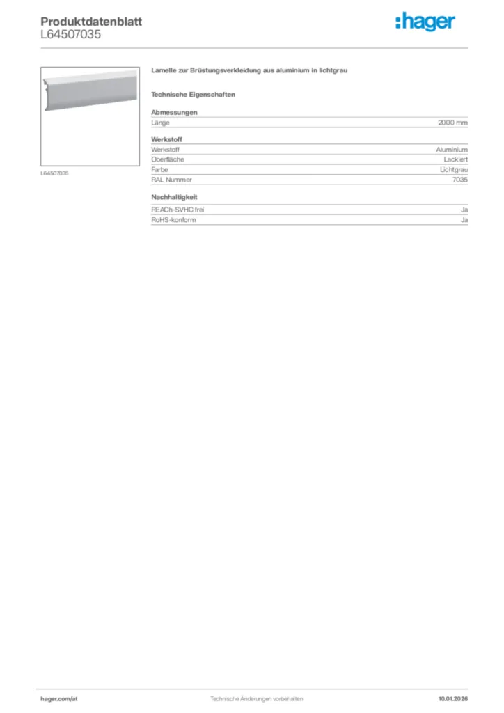 Bild Hager Produktdatenblatt L64507035 | Hager Deutschland