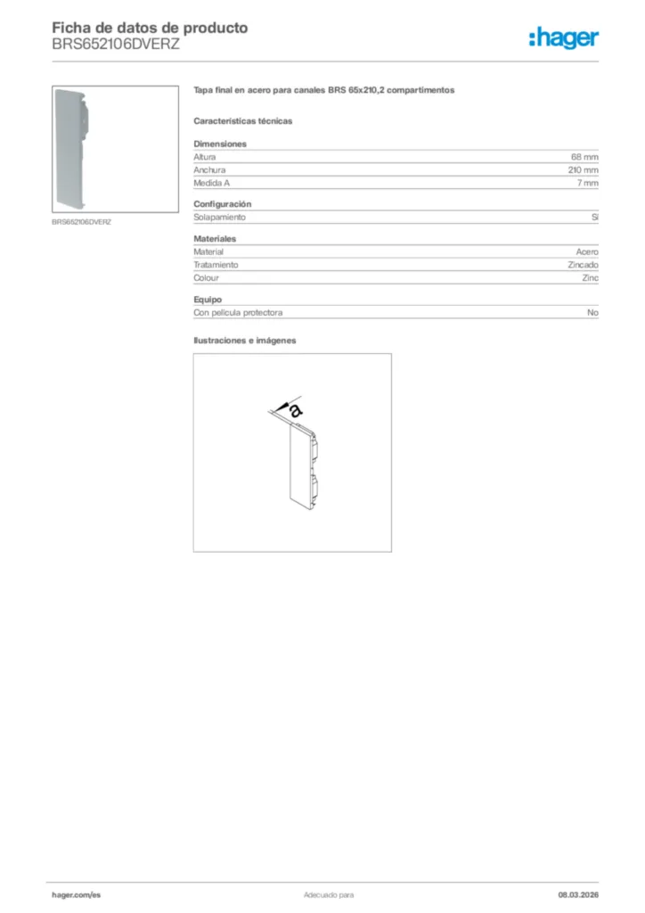Imagen Hager Ficha de datos de producto BRS652106DVERZ | Hager España