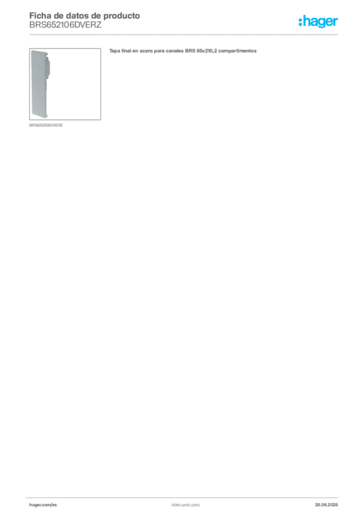 Imagen Hager Ficha de datos de producto BRS652106DVERZ | Hager España