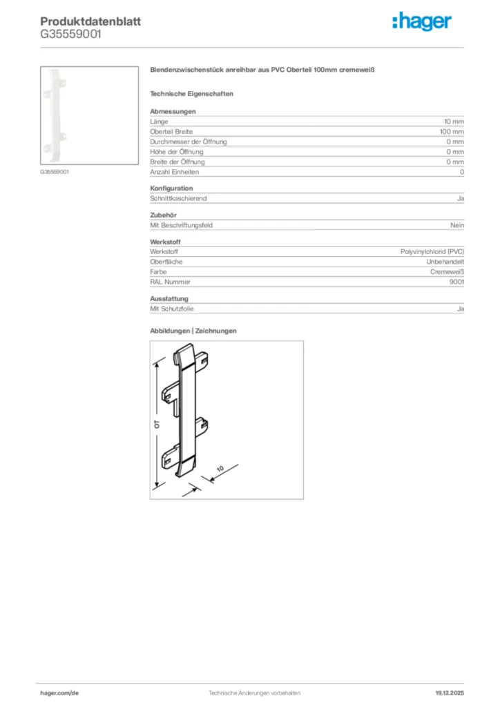 Bild Hager Produktdatenblatt G35559001 | Hager Deutschland