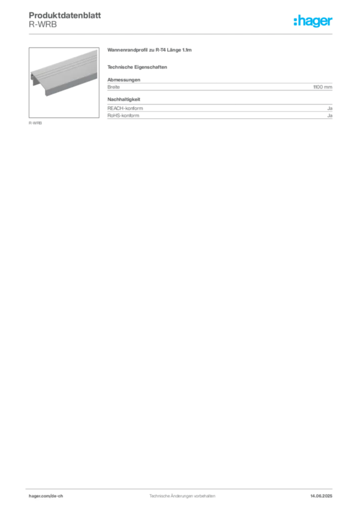 Bild Hager Produktdatenblatt R-WRB | Hager Schweiz