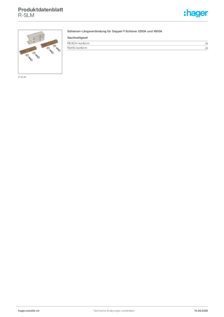 Bild Hager Produktdatenblatt R-SLM | Hager Schweiz
