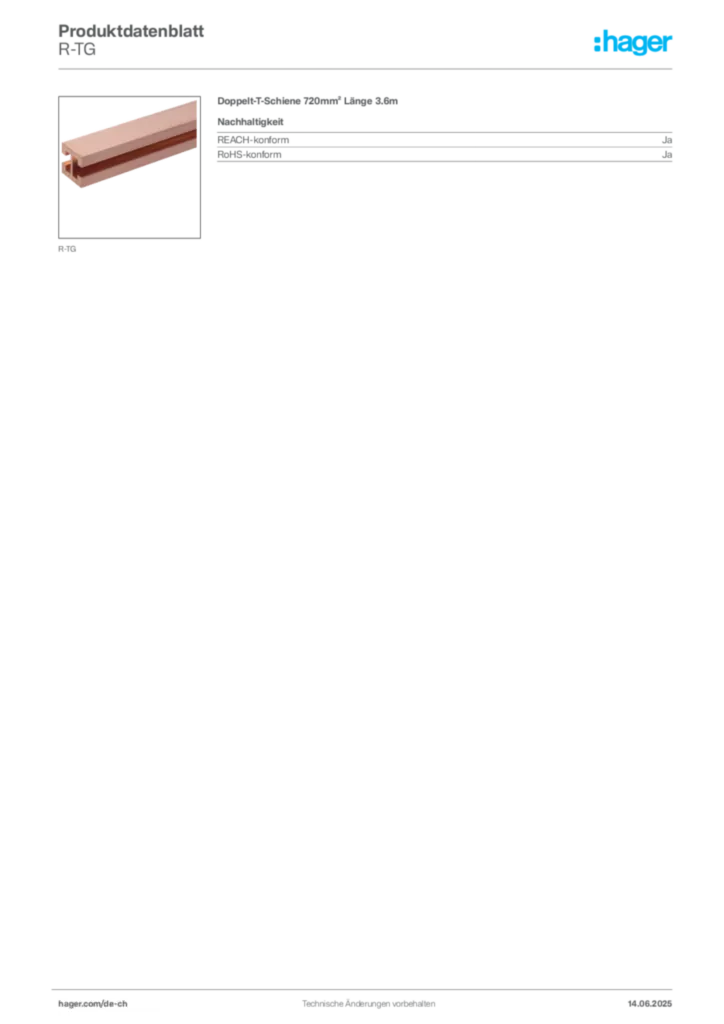 Bild Hager Produktdatenblatt R-TG | Hager Schweiz