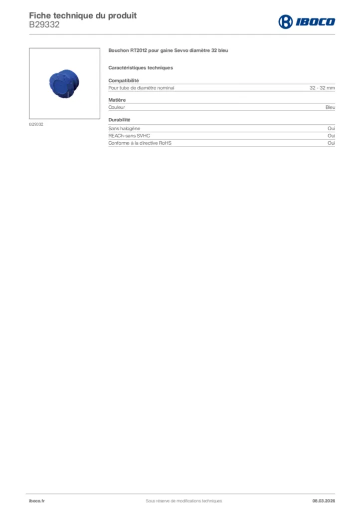 Image Iboco Fiche technique du produit B29332 | Hager France