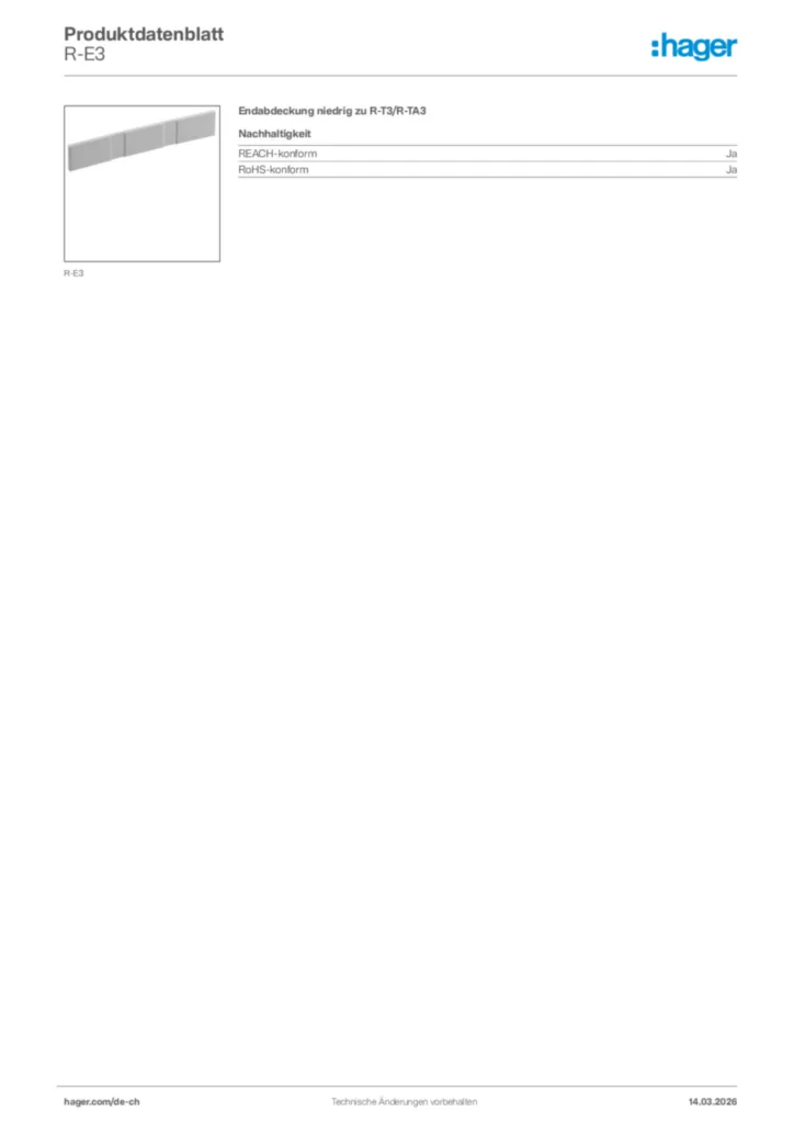 Bild Hager Produktdatenblatt R-E3 | Hager Schweiz