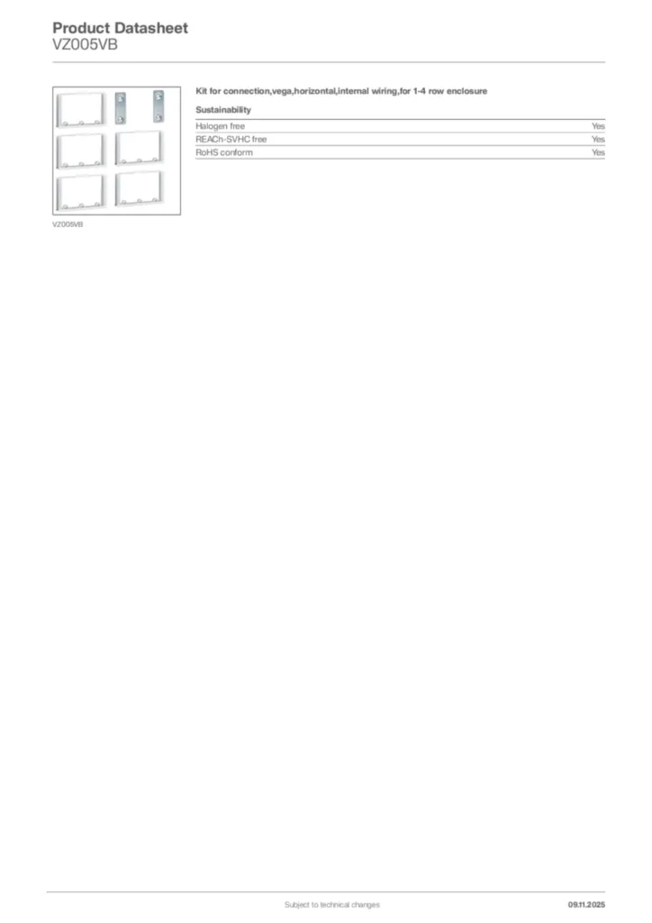 Image Hager Product data sheet VZ005VB  | Hager Africa