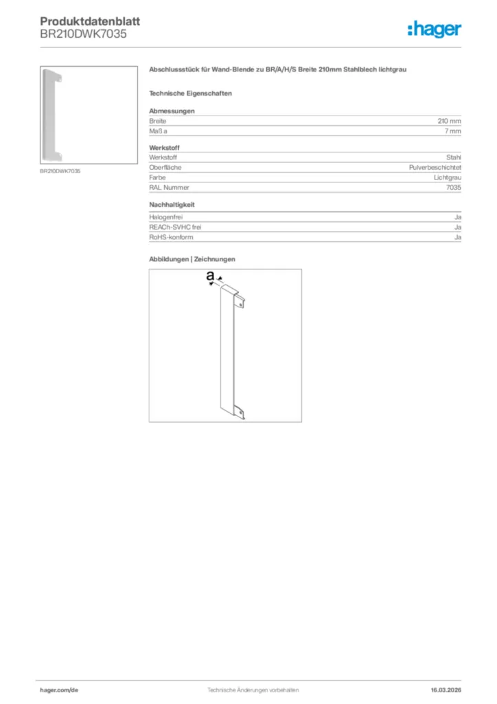 Bild Hager Produktdatenblatt BR210DWK7035 | Hager Deutschland