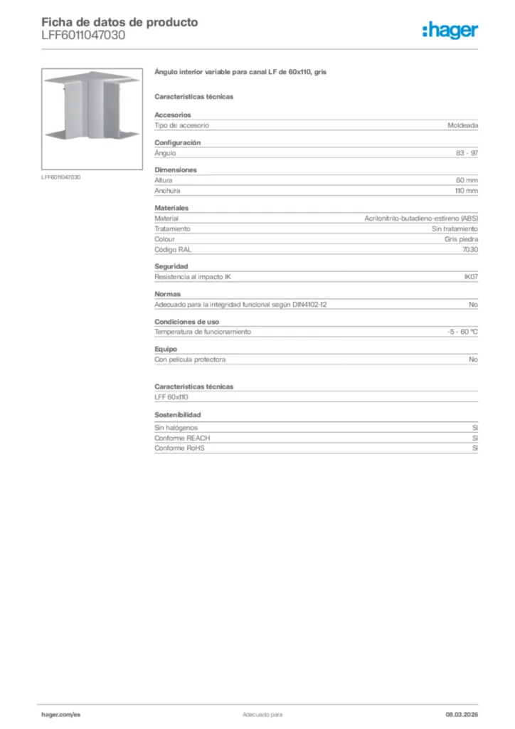 Imagen Hager Ficha de datos de producto LFF6011047030 | Hager España