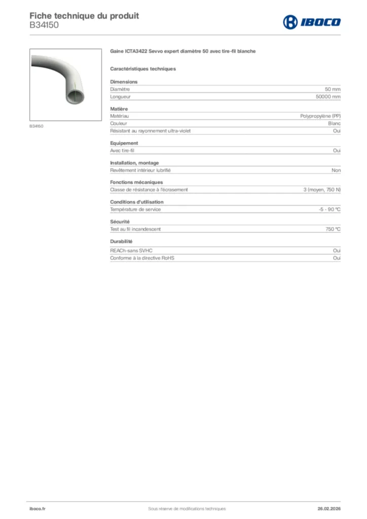 Image Iboco Fiche technique du produit B34150 | Hager France