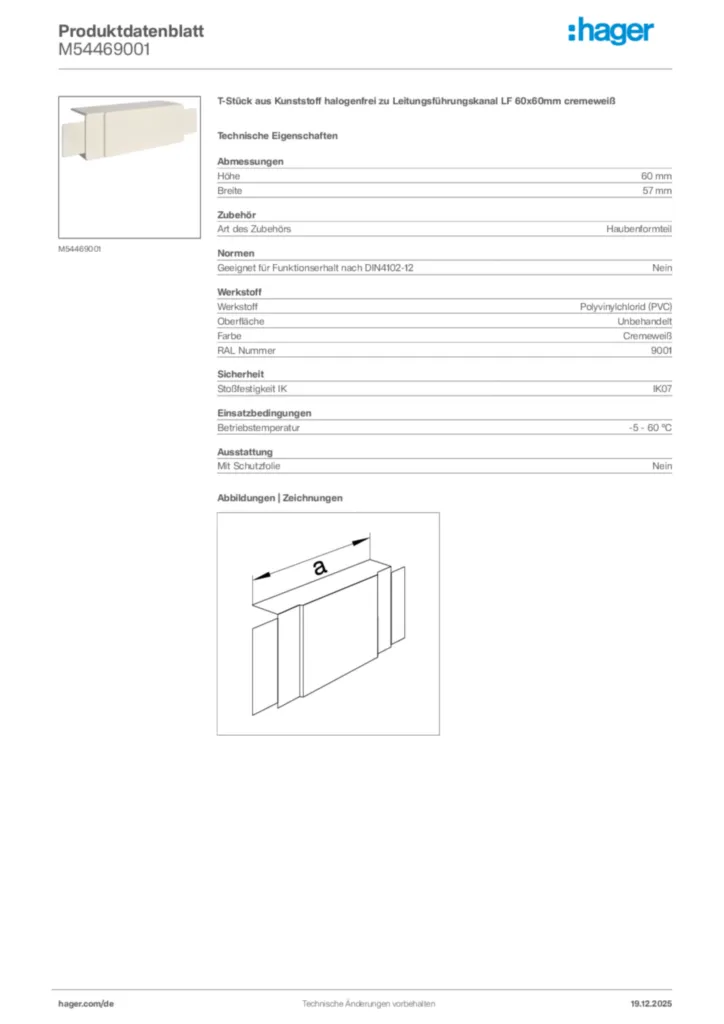 Bild Hager Produktdatenblatt M54469001 | Hager Deutschland