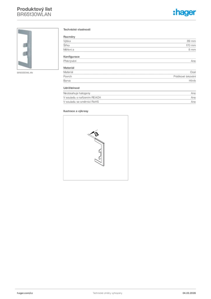 Obrázek Hager Product data sheet BR65130WLAN | Hager
