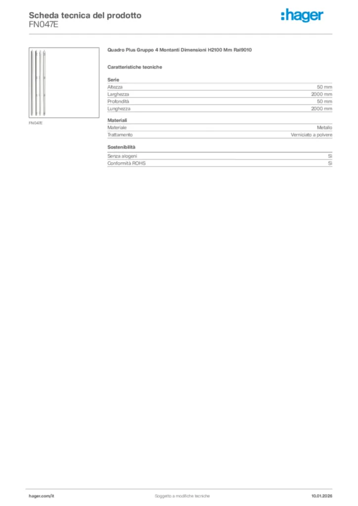 Immagine Hager Scheda tecnica del prodotto FN047E | Hager Italia