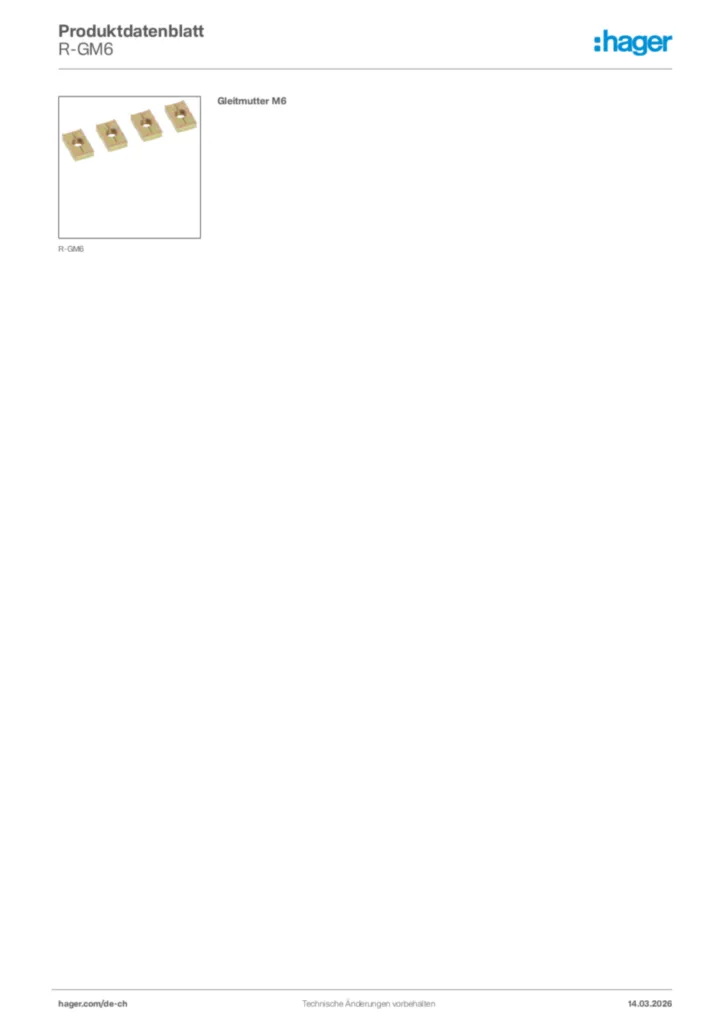 Bild Hager Produktdatenblatt R-GM6 | Hager Schweiz