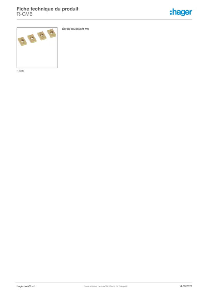 Image Hager Fiche technique du produit R-GM6 | Hager Suisse