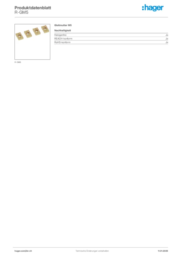 Bild Hager Produktdatenblatt R-GM5 | Hager Schweiz