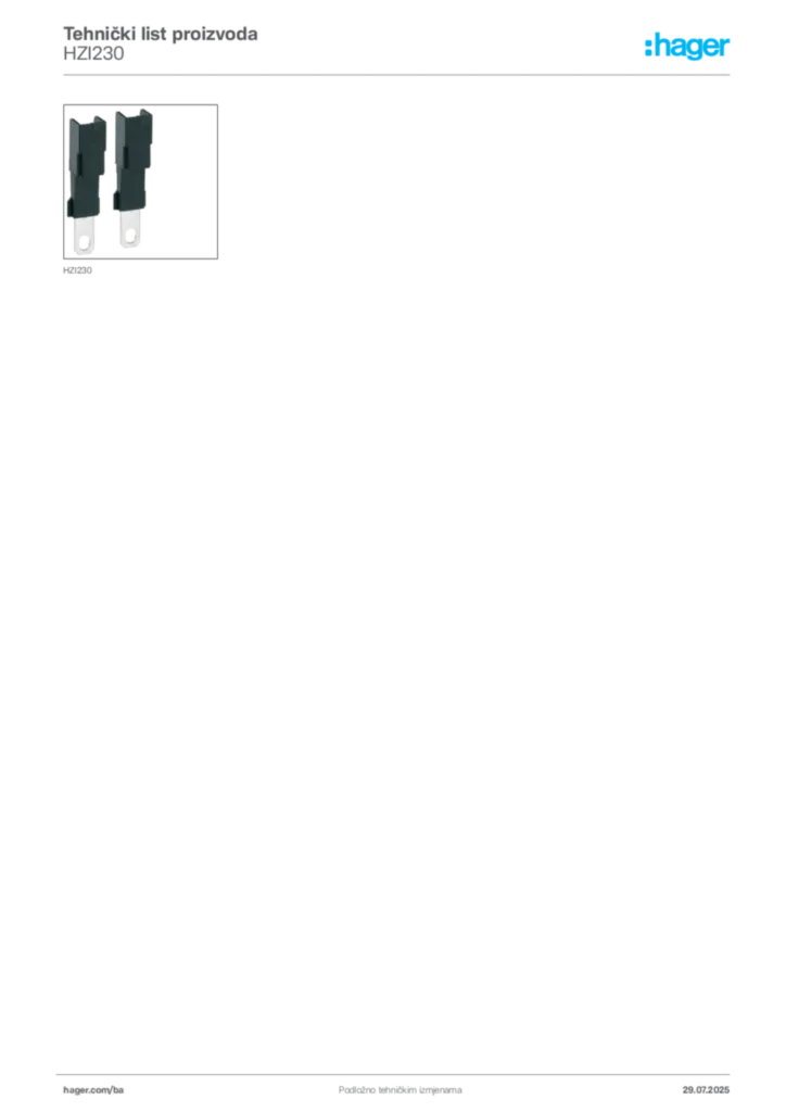 Slika Hager Product data sheet HZI230  | Hager