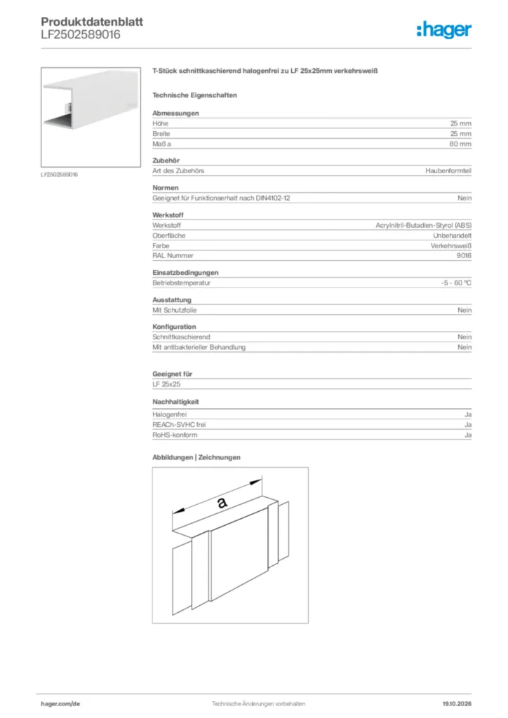 Bild Hager Produktdatenblatt LF2502589016 | Hager Deutschland