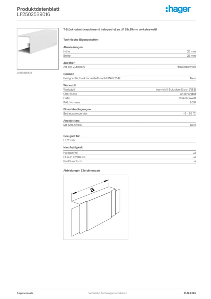 Bild Hager Produktdatenblatt LF2502589016 | Hager Deutschland