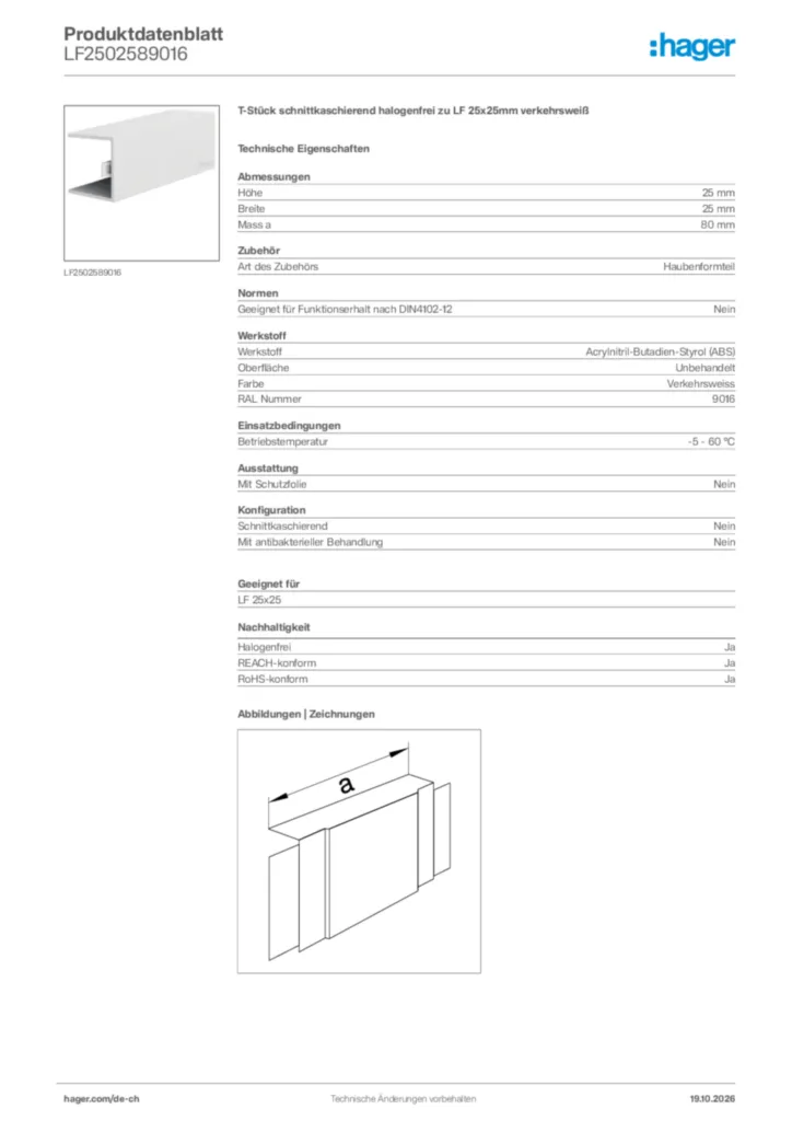 Bild Hager Produktdatenblatt LF2502589016 | Hager Schweiz