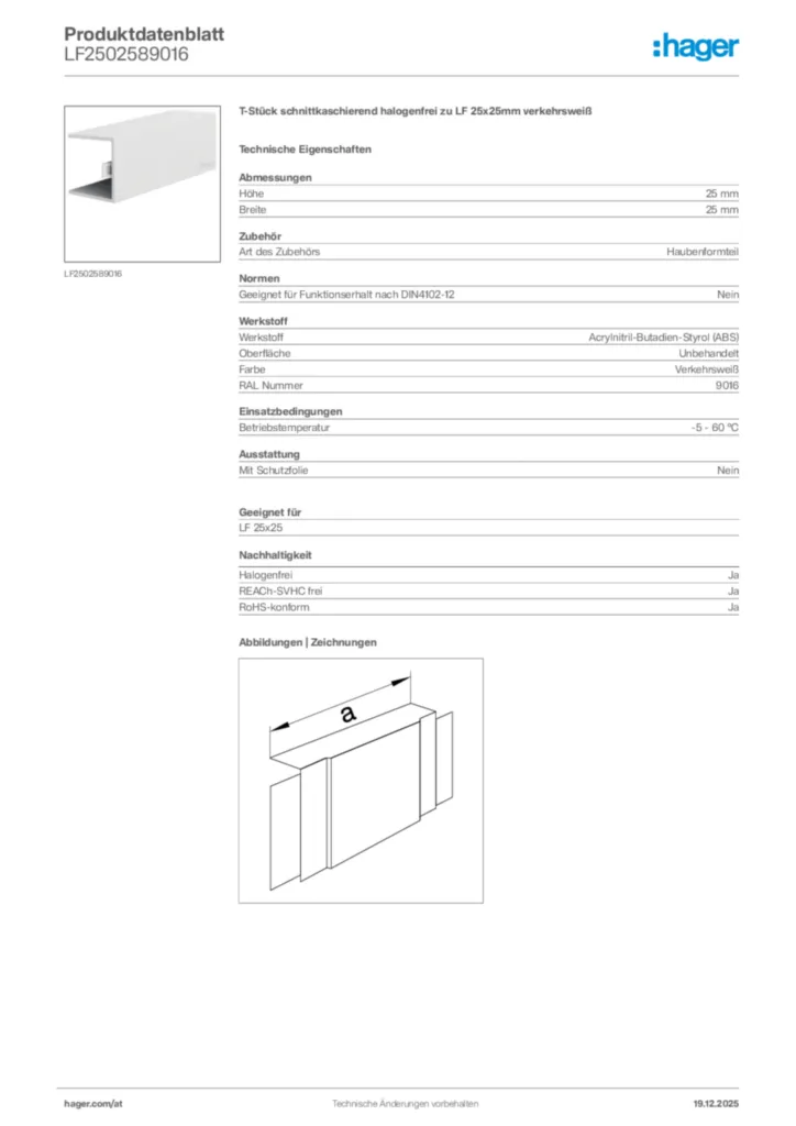 Bild Hager Produktdatenblatt LF2502589016 | Hager Deutschland