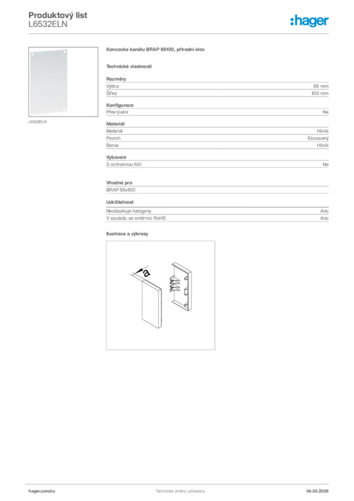 Obrázek Hager Product data sheet L6532ELN | Hager