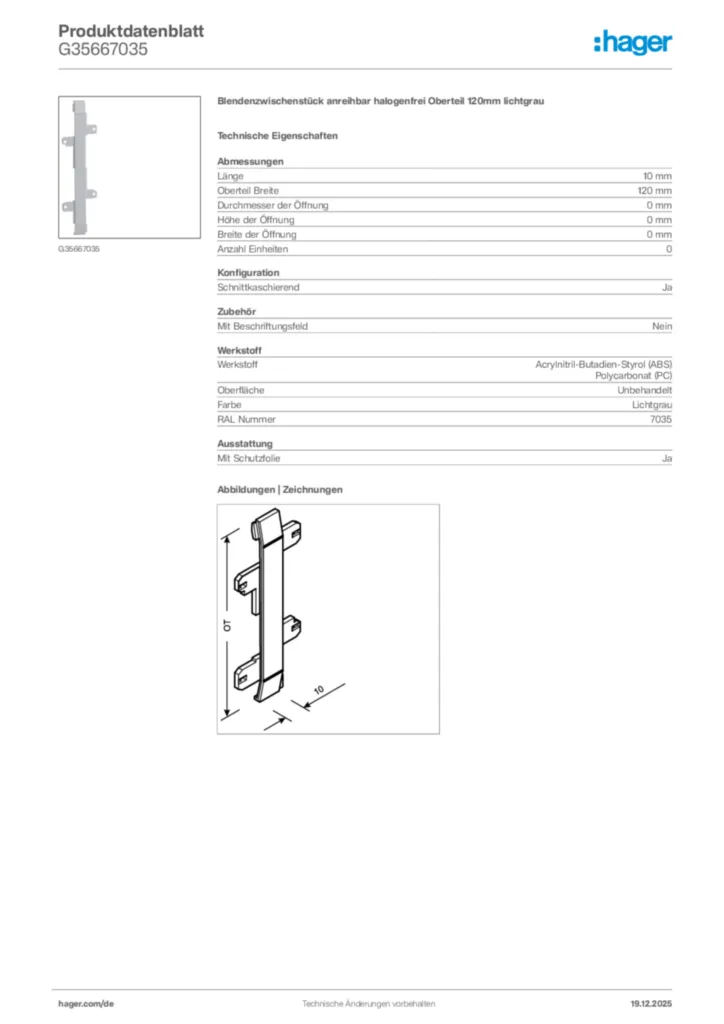 Bild Hager Produktdatenblatt G35667035 | Hager Deutschland