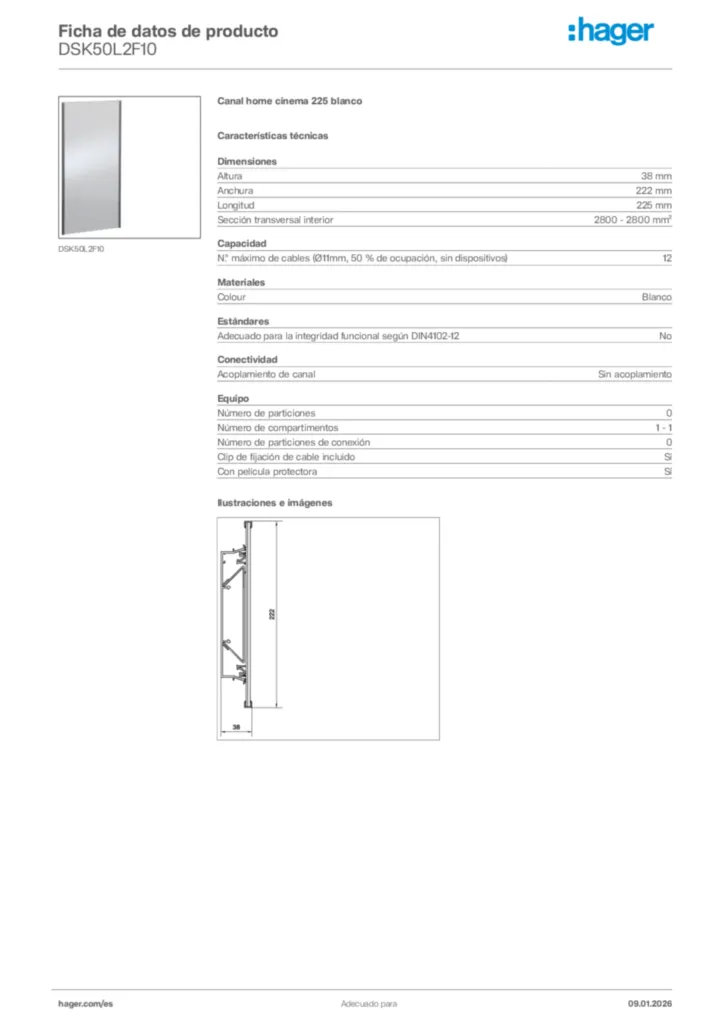 Imagen Hager Ficha de datos de producto DSK50L2F10 | Hager España