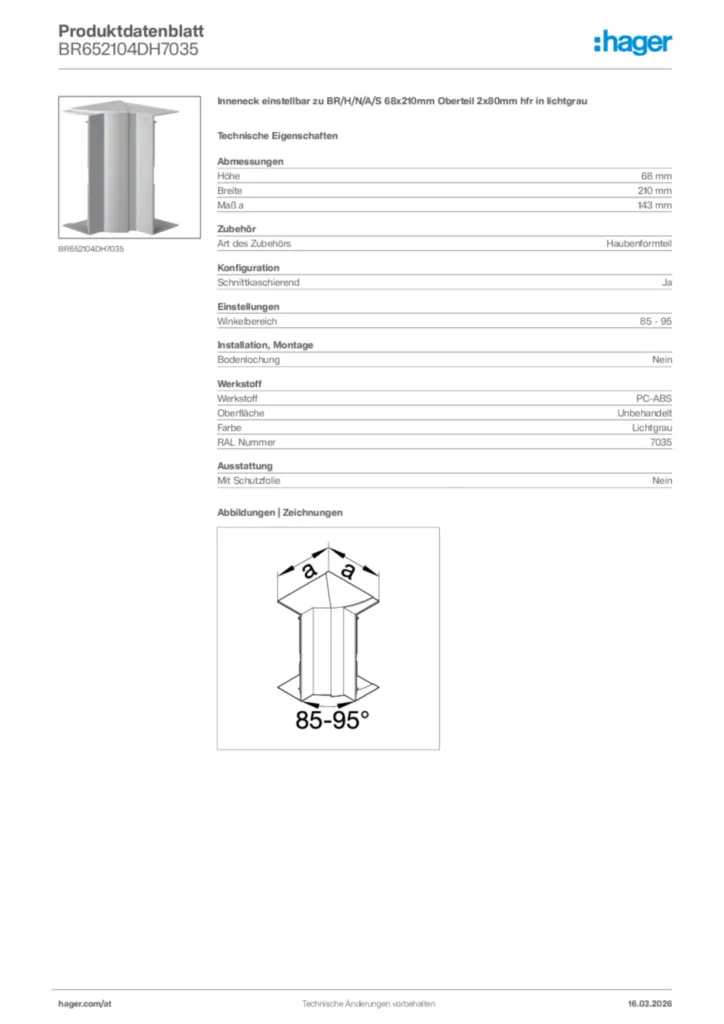 Bild Hager Produktdatenblatt BR652104DH7035 | Hager Deutschland